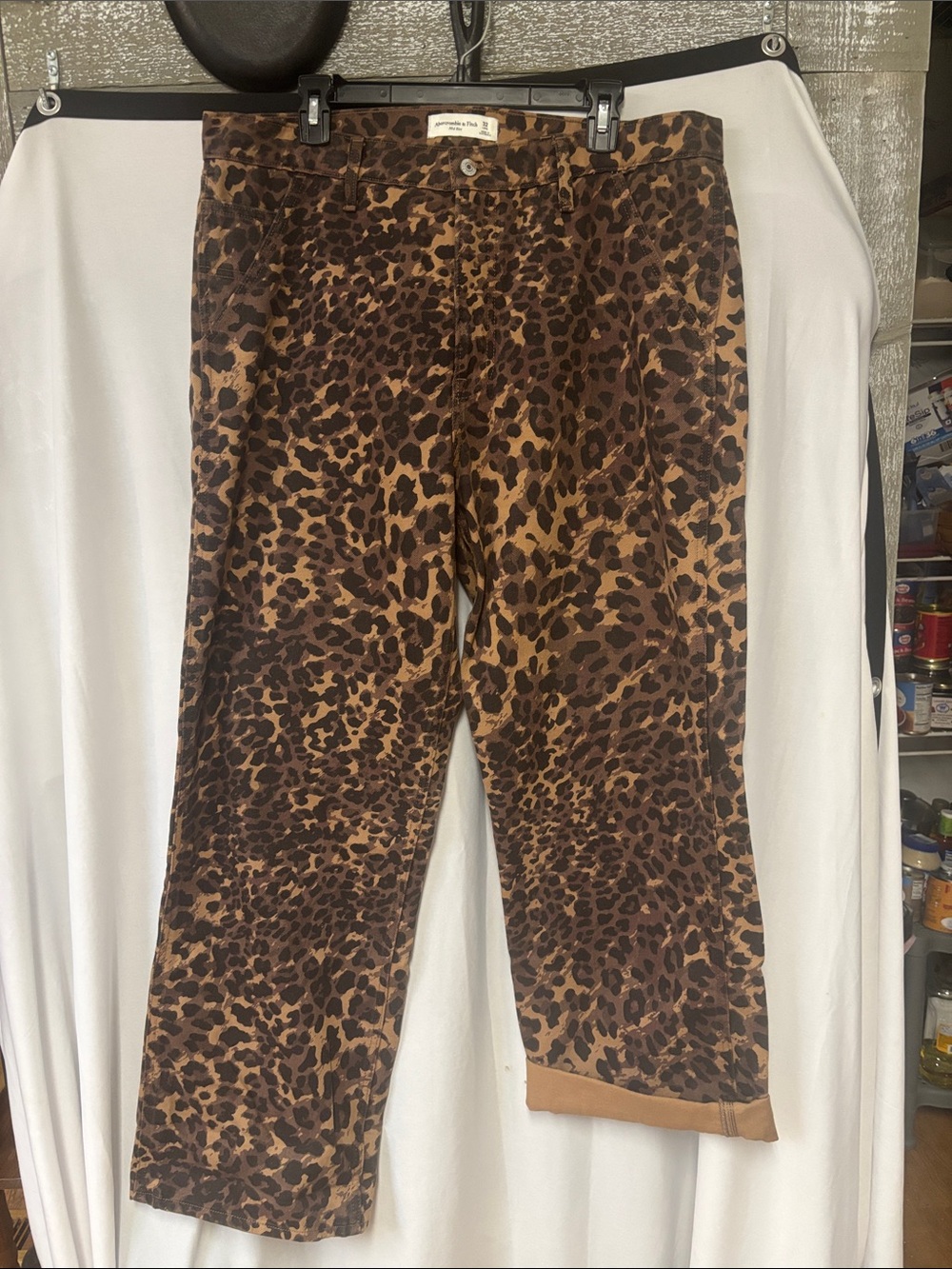 Abercrombie & Fitch Leopard Print Mid Rise Pants - Brown & Black